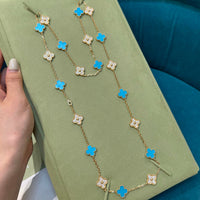 [Perlaura Jewelry ]CLOVER 20 MOTIFS TURQUOISE DIAMOND NECKLACE