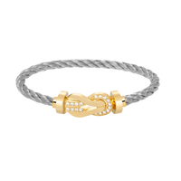 [Perlaura Jewelry ]CHANCE LARGE 8 FIGURE BUCKLE HALF DIAMOND BRACELET GOLD
