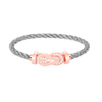 [Perlaura Jewelry ]CHANCE LARGE 8 FIGURE BUCKLE HALF DIAMOND BRACELET ROSE GOLD