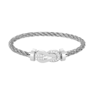 [Perlaura Jewelry ]CHANCE LARGE 8 FIGURE BUCKLE HALF DIAMOND BRACELET SILVER