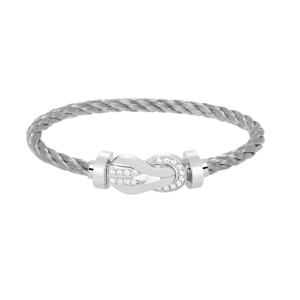 [Polaidi Jewelry]CHANCE LARGE 8 FIGURE BUCKLE HALF DIAMOND BRACELET SILVER