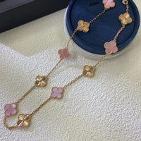 [Perlaura Jewelry ]CLOVER 10 MOTIFS  LASER PINK MOP NECKLACE