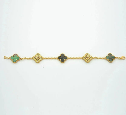 [Polaidi Jewelry] クローバー 5モチーフ グレーマザーオブパール ブレスレットコレクション