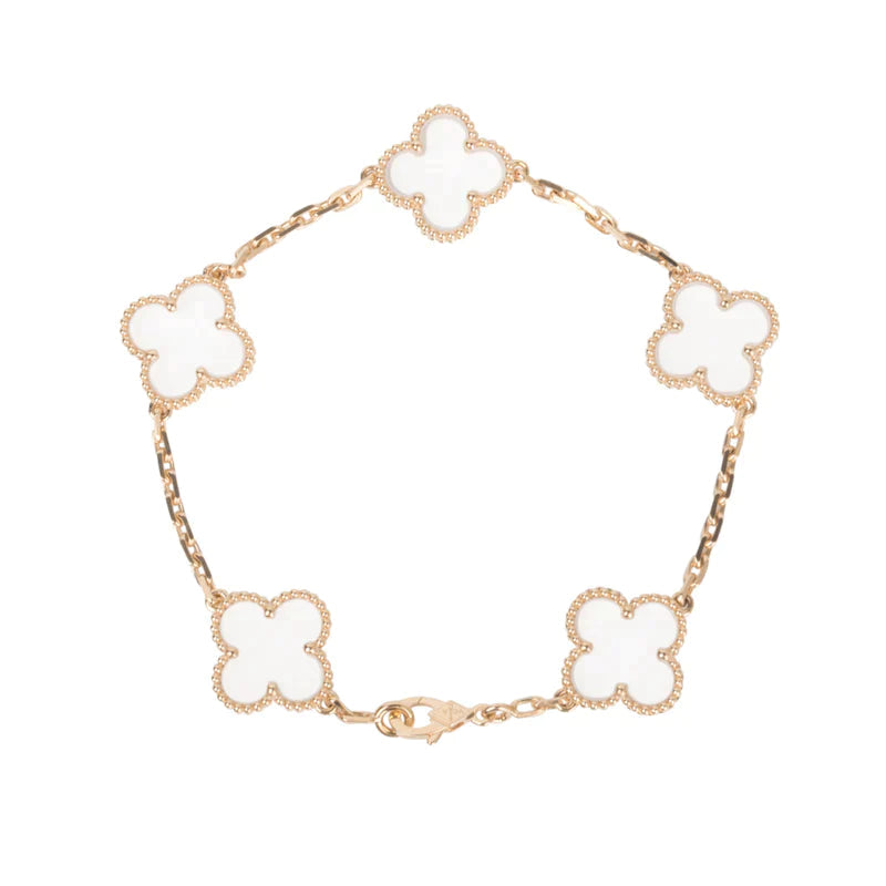 [Polaidi Jewelry]クローバー 5モチーフ ロッククリスタル ブレスレット
