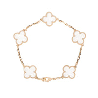 [Perlaura Jewelry ]CLOVER 5 MOTIF ROCK CRYSTAL PINK GOLD BRACELET