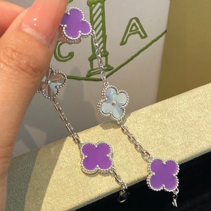 [Polaidi Jewelry]CLOVER  5 MOTIFS  PURPLE VIOLET BRACELET SILVER