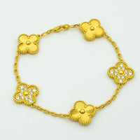 [Perlaura Jewelry ]CLOVER BRACELET 5 MOTIFS GOLD DIAMOND