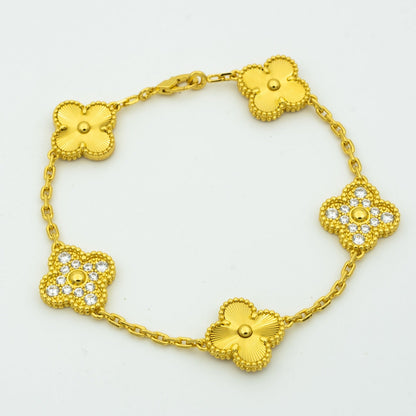 [：Polaidi Jewelry]CLOVER BRACELET 5 MOTIFS GOLD DIAMOND