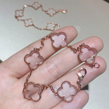 [Polaidi Jewelry]クローバー 5モチーフ ロッククリスタル ブレスレット