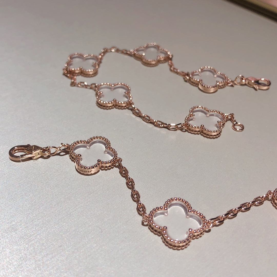 [Polaidi Jewelry]クローバー 5モチーフ ロッククリスタル ブレスレット