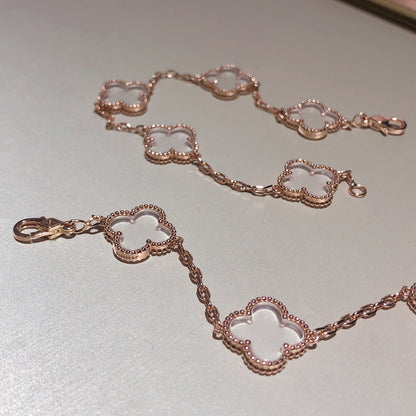 [Polaidi Jewelry]クローバー 5モチーフ ロッククリスタル ブレスレット