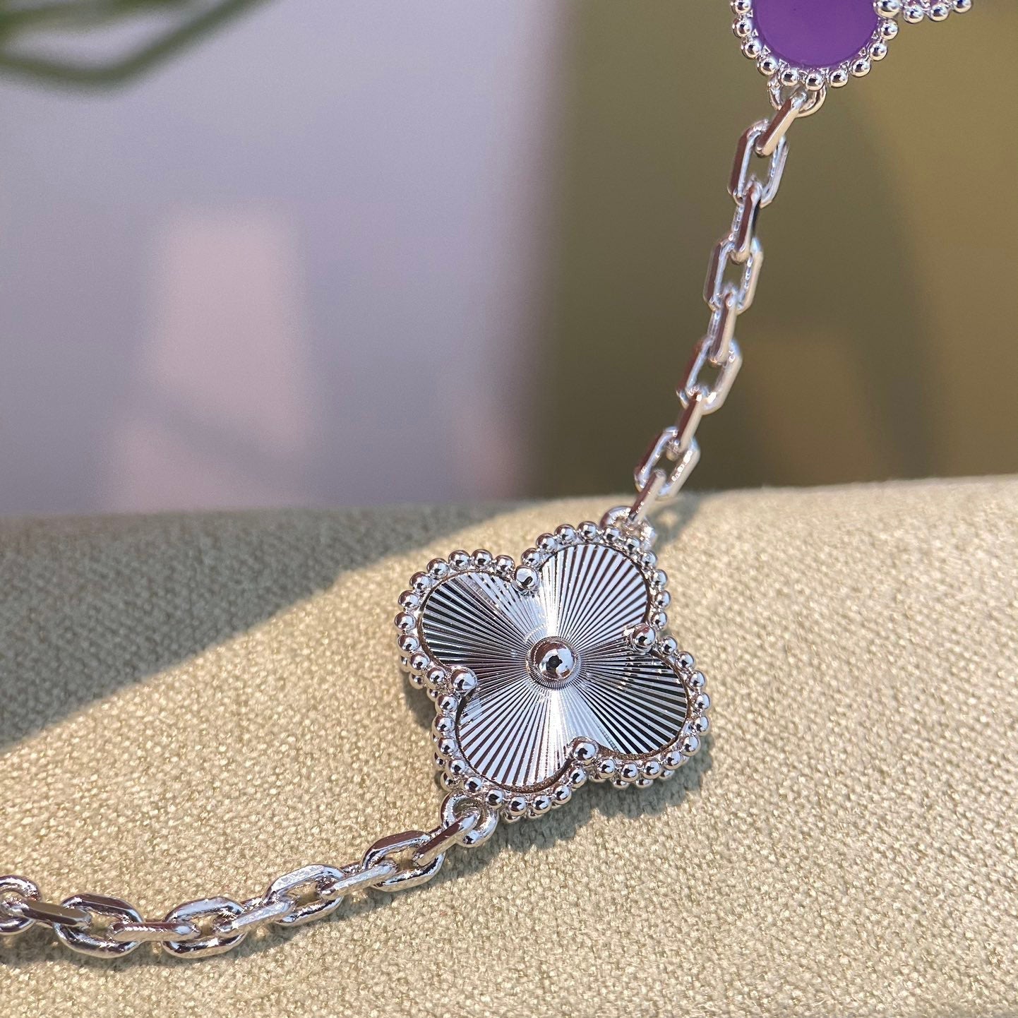 [Polaidi Jewelry]CLOVER  5 MOTIFS  PURPLE VIOLET BRACELET SILVER