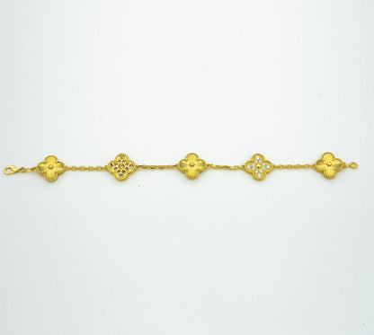 [：Polaidi Jewelry]CLOVER BRACELET 5 MOTIFS GOLD DIAMOND