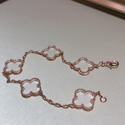 [Polaidi Jewelry]クローバー 5モチーフ ロッククリスタル ブレスレット