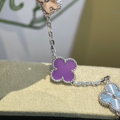 [Polaidi Jewelry]CLOVER  5 MOTIFS  PURPLE VIOLET BRACELET SILVER