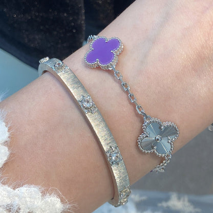 [Polaidi Jewelry]CLOVER  5 MOTIFS  PURPLE VIOLET BRACELET SILVER