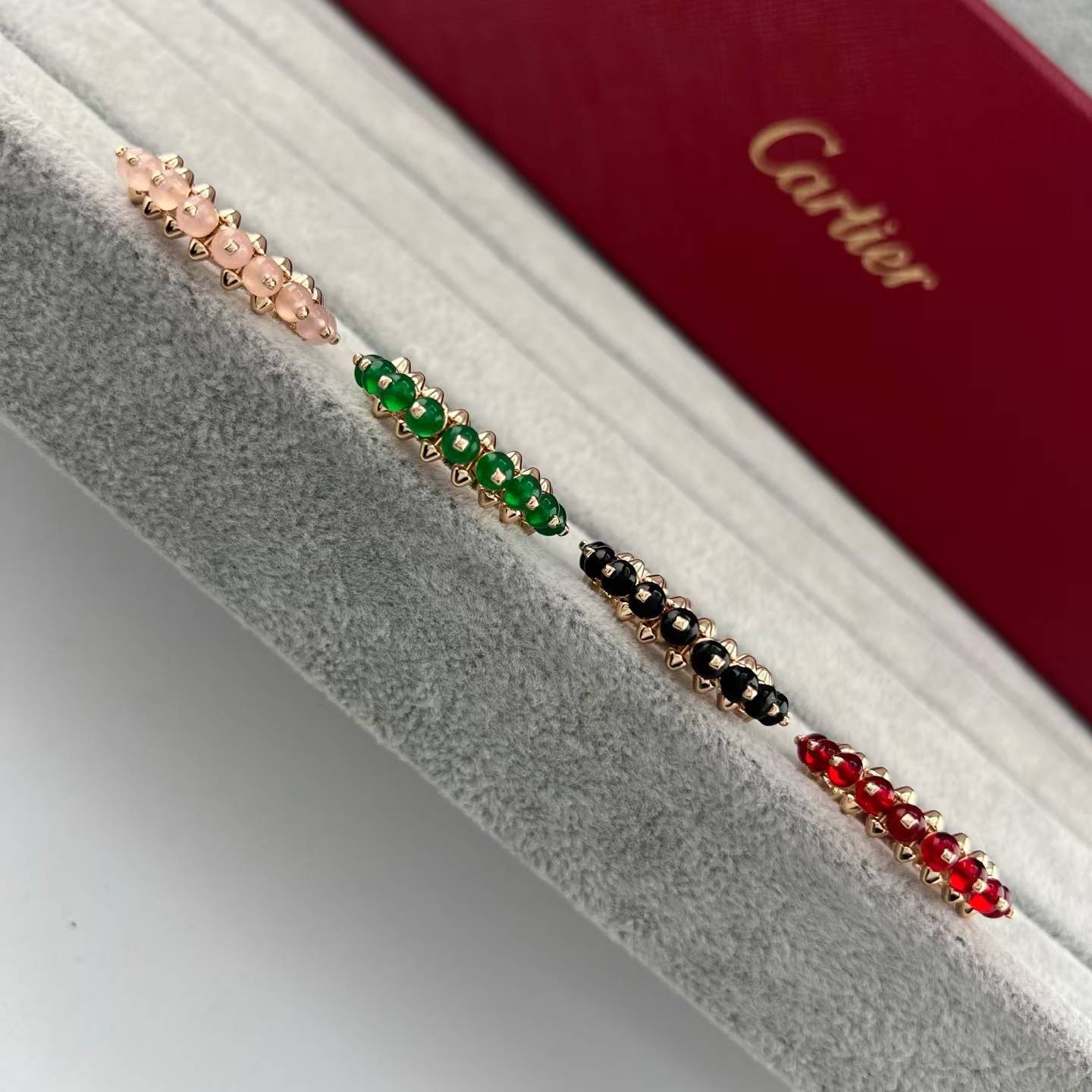 [：Polaidi Jewelry]ローズゴールド グリーンアゲート リベットリング アジア限定エディション