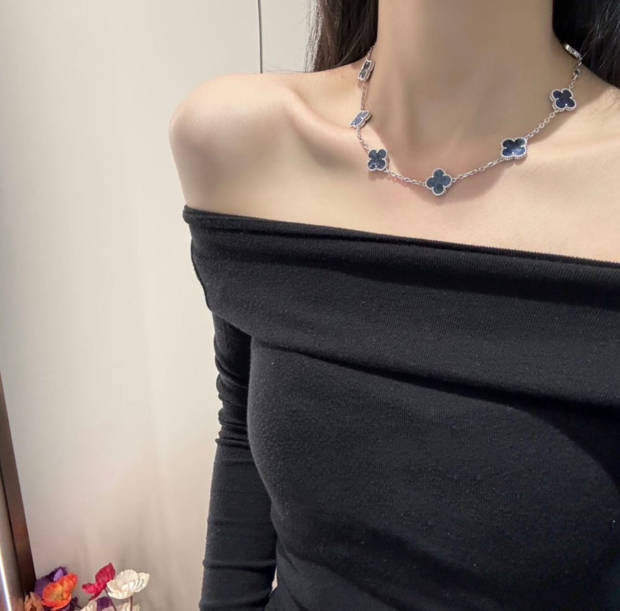 [Polaidi Jewelry]CLOVER 10 MOTIFS BIDE STONE NECKLACE