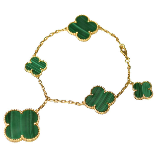 [：Polaidi Jewelry]MAGIC CLOVER MALACHITE GOLD BRACELET 5 MOTIFS