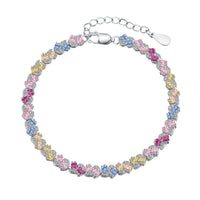 [Perlaura Jewelry ]Ornate Colorful Flower Shape Party Bracelet