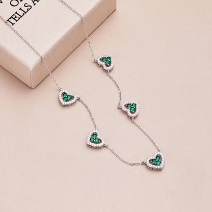 [Polaidi Jewelry]Sparkling Five Heart Necklace
