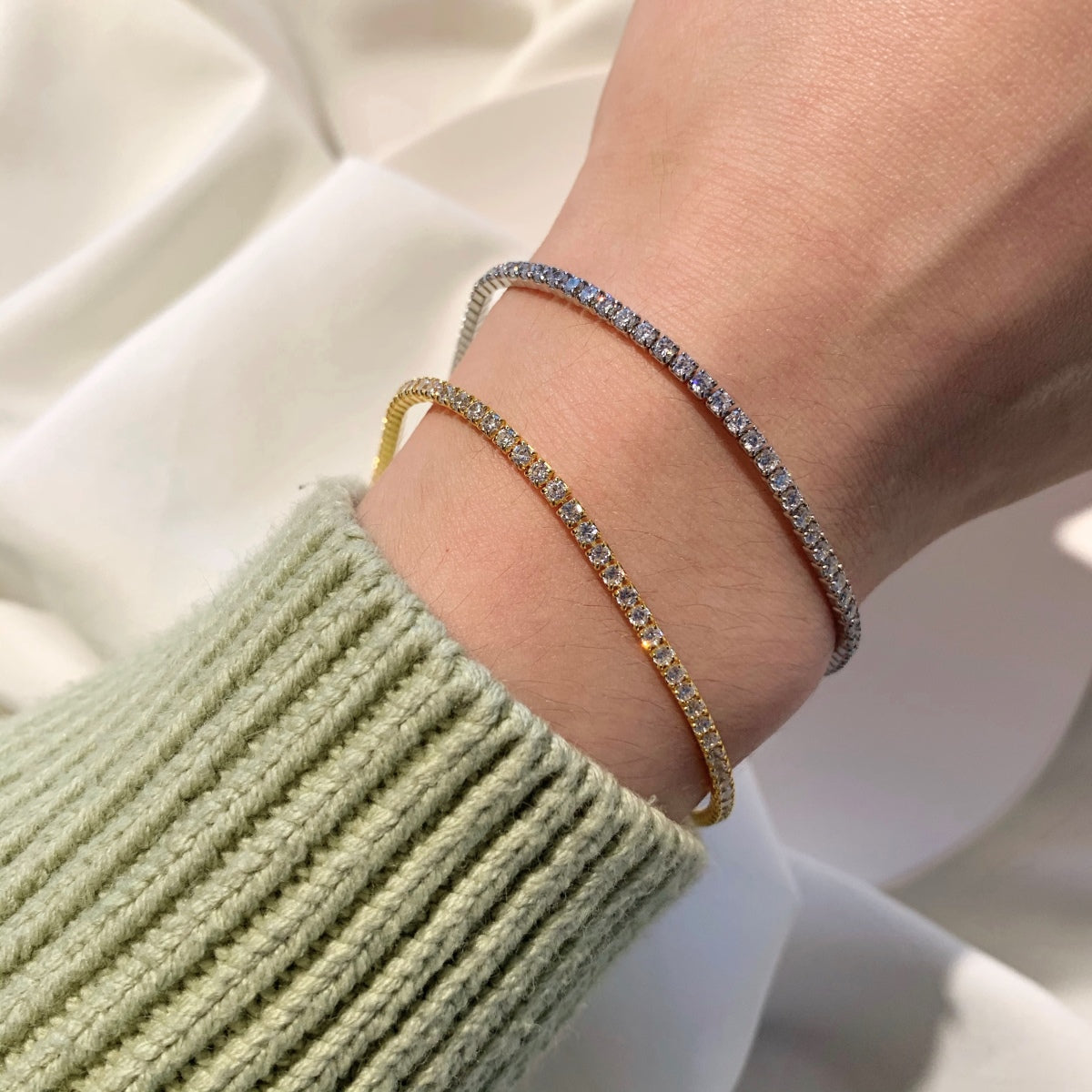 [Polaidi Jewelry]Radiant Shinning Princess Cut Tennis Bracelet