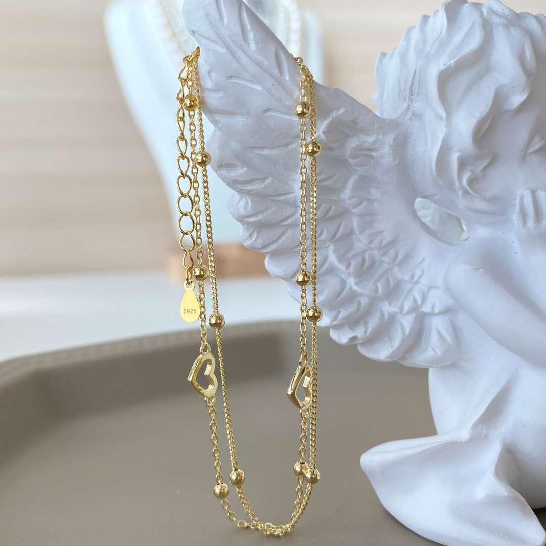 [Polaidi Jewelry]Dainty Double Layer Love Heart Bracelet