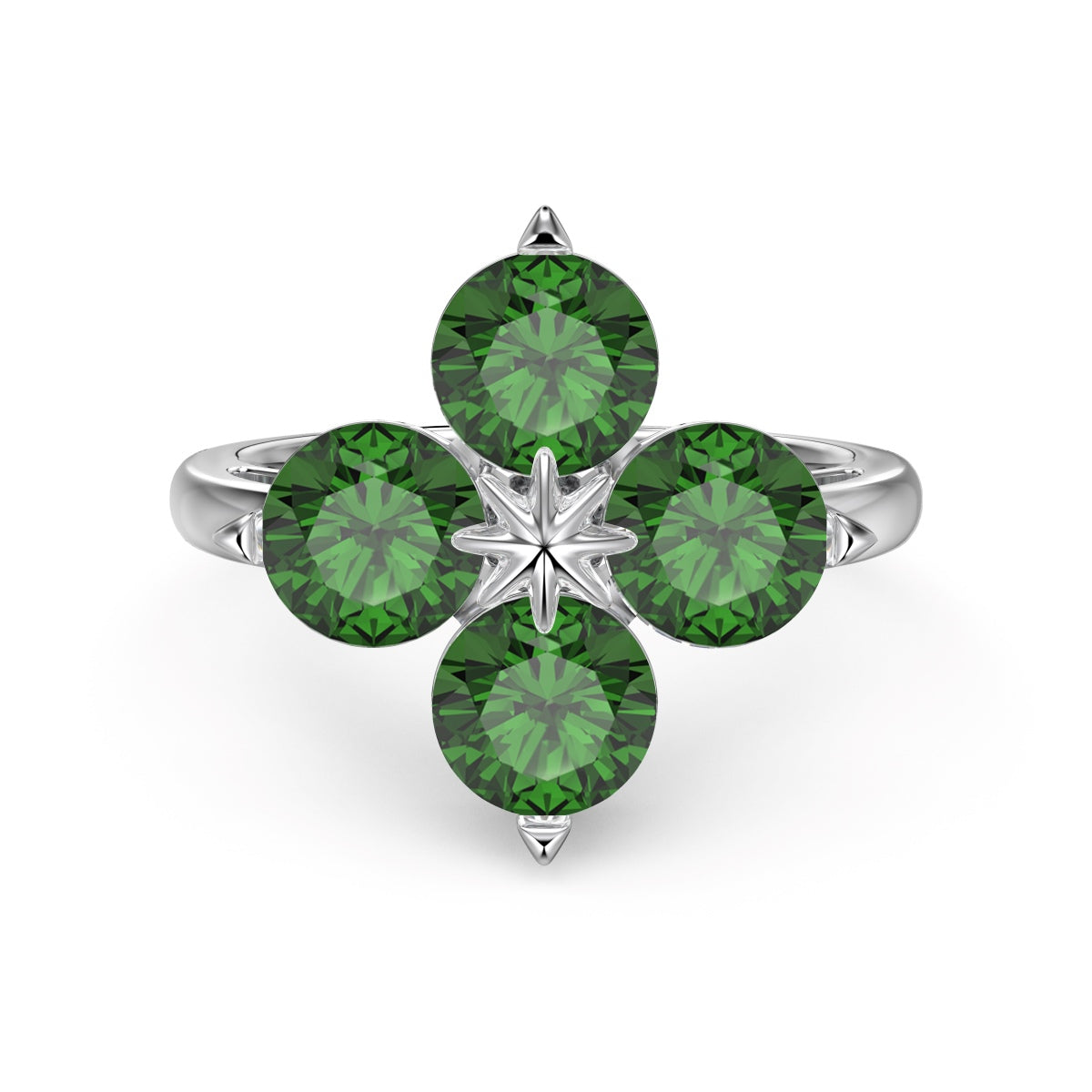 [Polaidi Jewelry]Four-Leaf Clover Eight-Pointed Star Ring