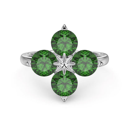 [Polaidi Jewelry]Four-Leaf Clover Eight-Pointed Star Ring