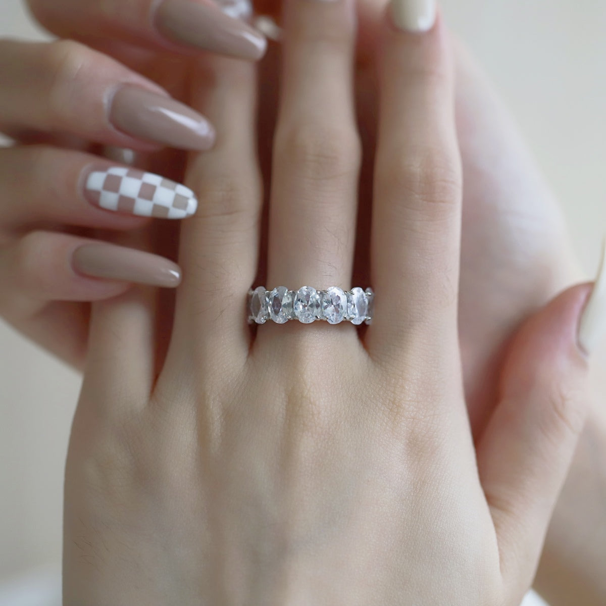 [Polaidi Jewelry]Dainty Elongated Cushion Cut Tennis Ring