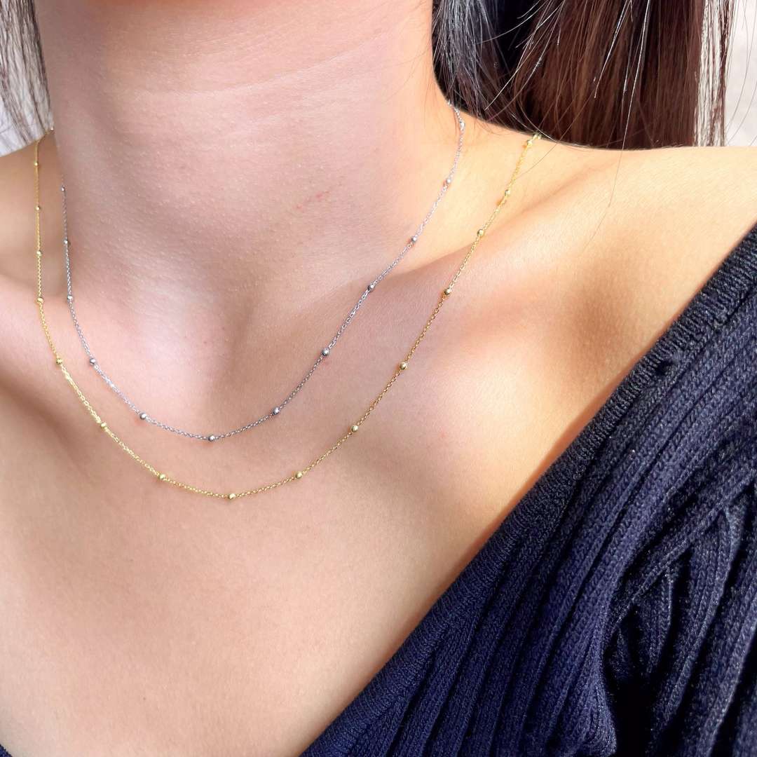 [Polaidi Jewelry]Small Bead Clavicle Chain Simple Necklace