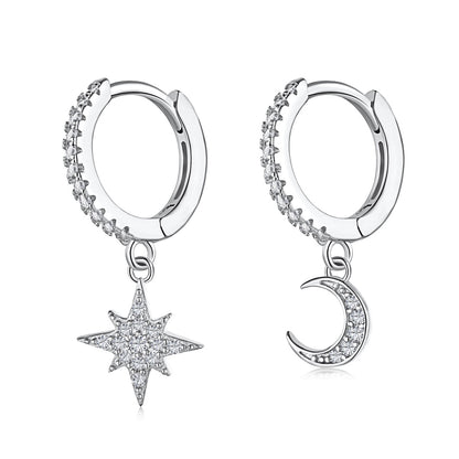 [Polaidi Jewelry]Star and Moon Asymmetric Earrings