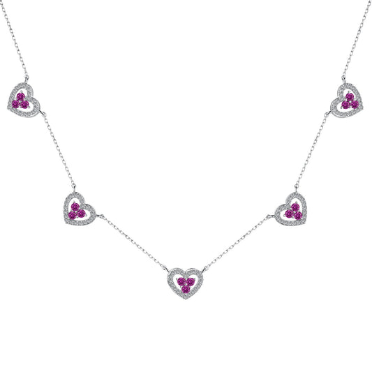[Polaidi Jewelry]Sparkling Five Heart Necklace
