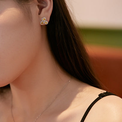 [Polaidi Jewelry]Ornate Flower Shape Pear Cut Lover Earrings