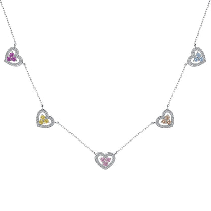 [Polaidi Jewelry]Sparkling Five Heart Necklace