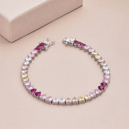 [Polaidi Jewelry]Luxurious Colorful Romantic Heart Shape Lover Bracelet