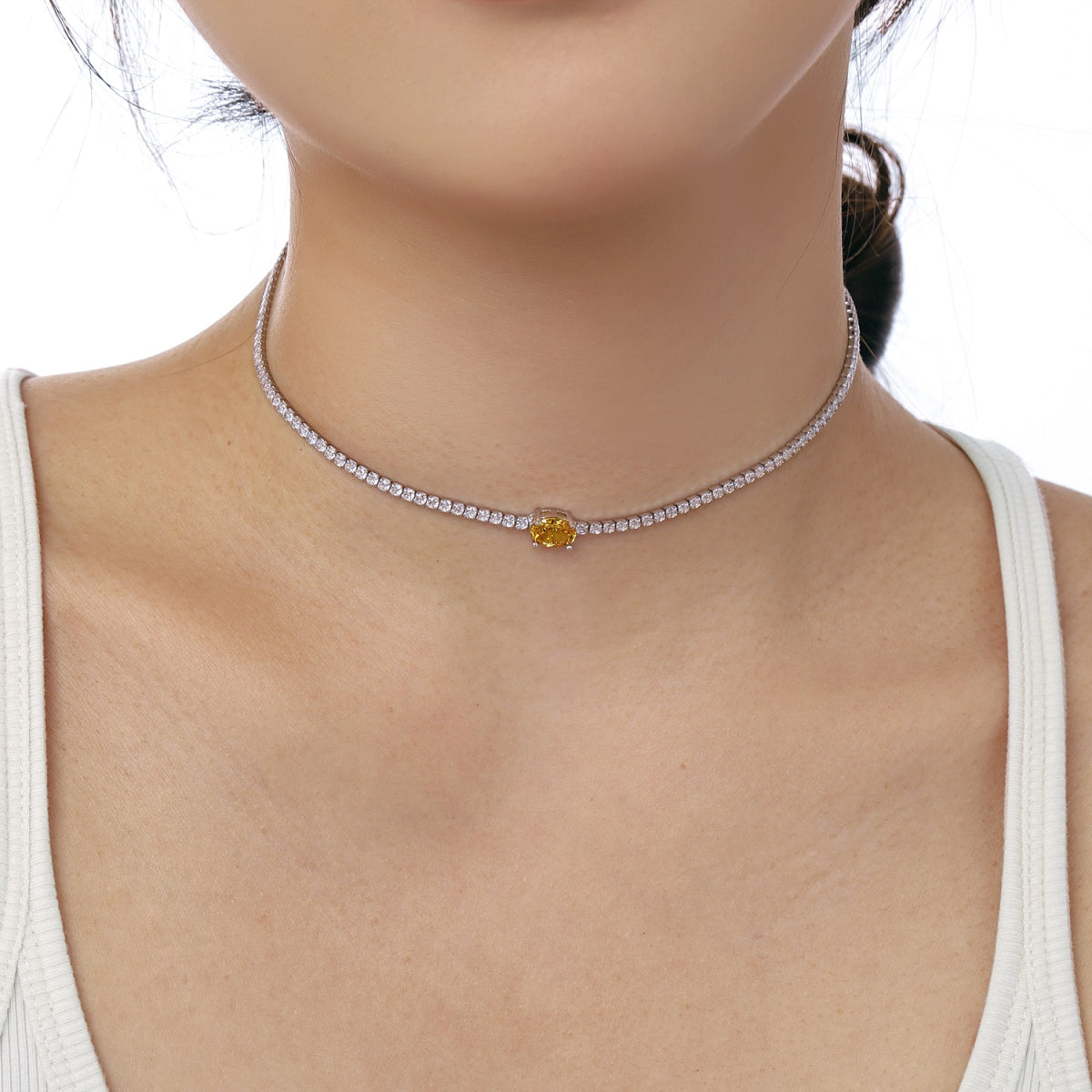 [Polaidi Jewelry]1.0 Carat Shining Oval Cut Necklace