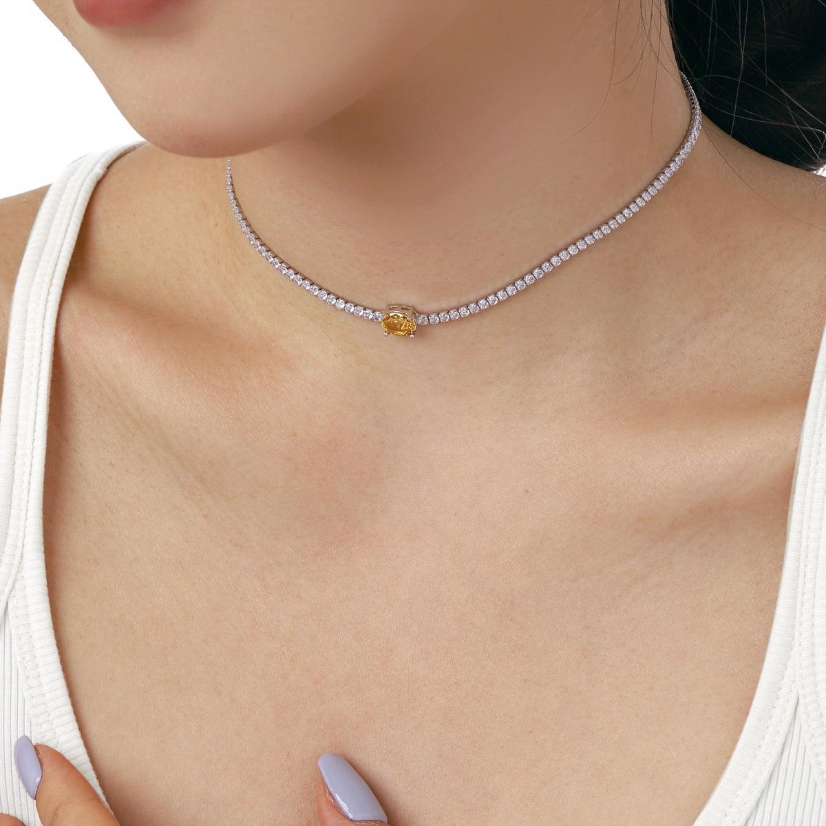 [Polaidi Jewelry]1.0 Carat Shining Oval Cut Necklace