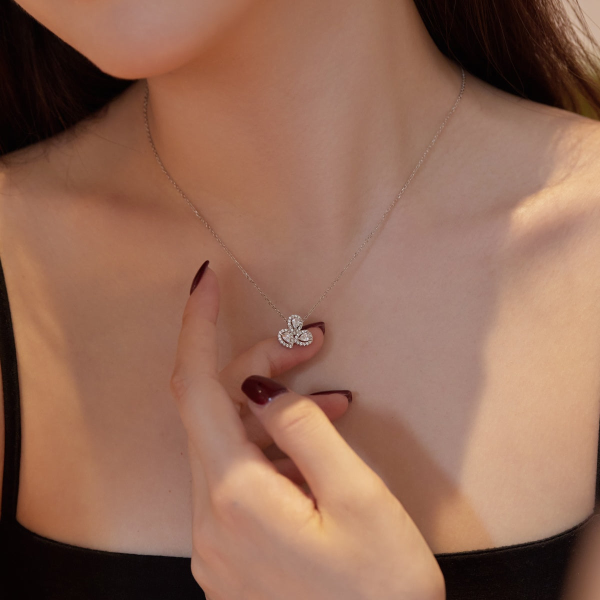 [Polaidi Jewelry]Elegant Flower Shape Pear Cut Necklace