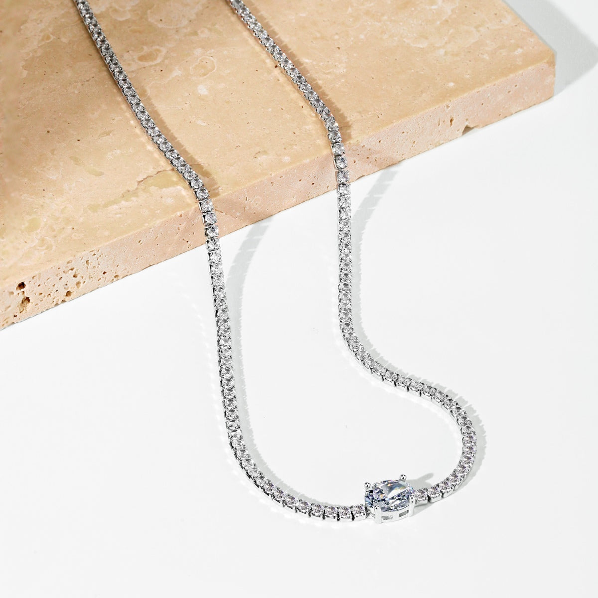 [Polaidi Jewelry]1.0 Carat Shining Oval Cut Necklace