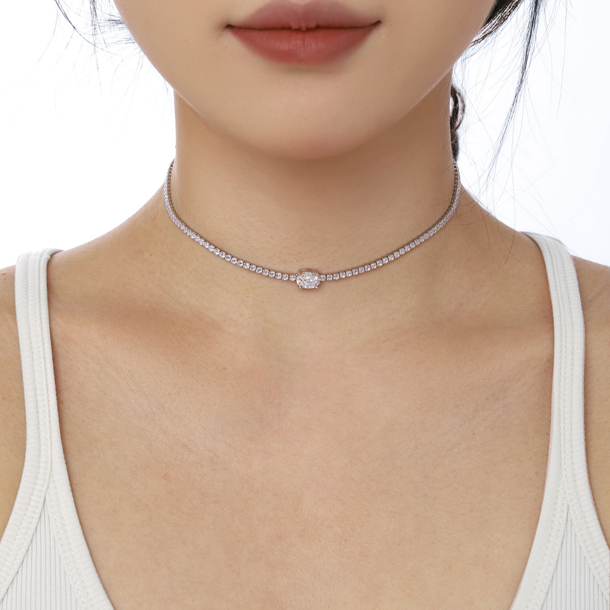 [Polaidi Jewelry]1.0 Carat Shining Oval Cut Necklace