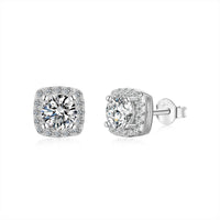 [Perlaura Jewelry ]Classic Round Center Stone Stud Earrings