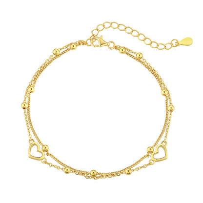 [Polaidi Jewelry]Dainty Double Layer Love Heart Bracelet