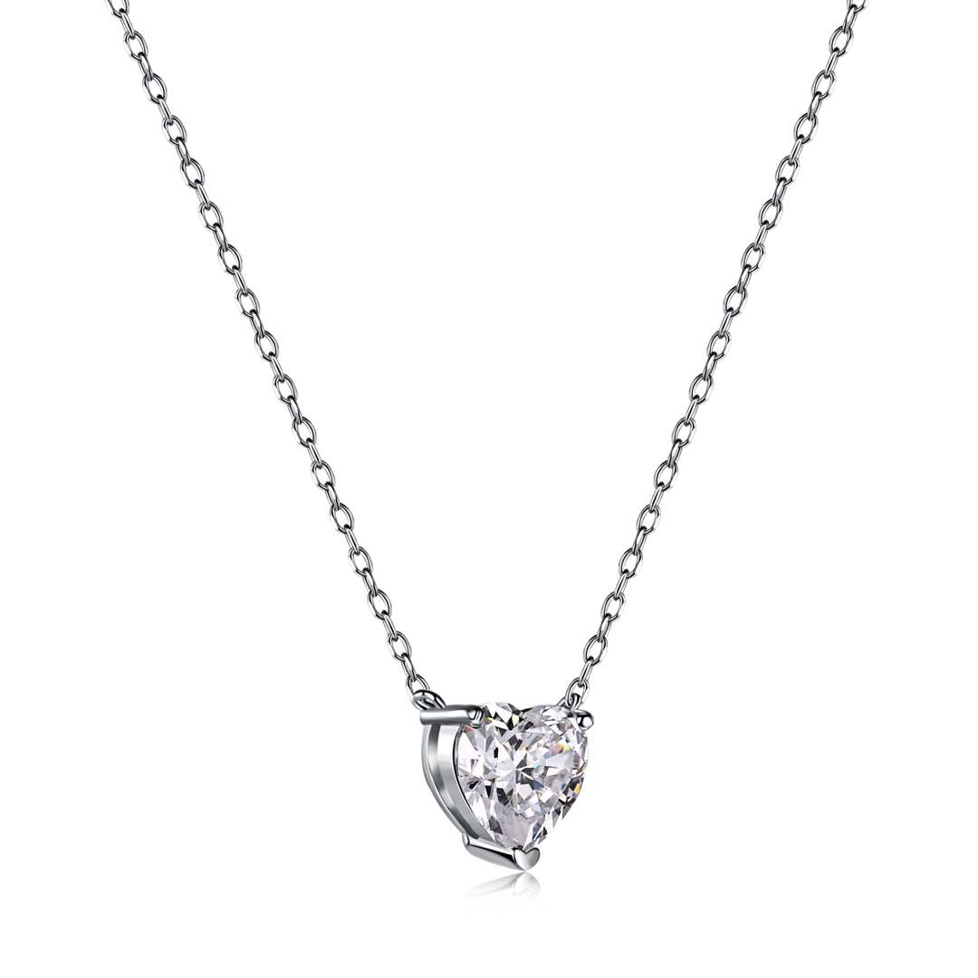 [Polaidi Jewelry]Heart Shape Main Stone Pendant Collarbone Necklace