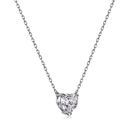 [Polaidi Jewelry]Heart Shape Main Stone Pendant Collarbone Necklace