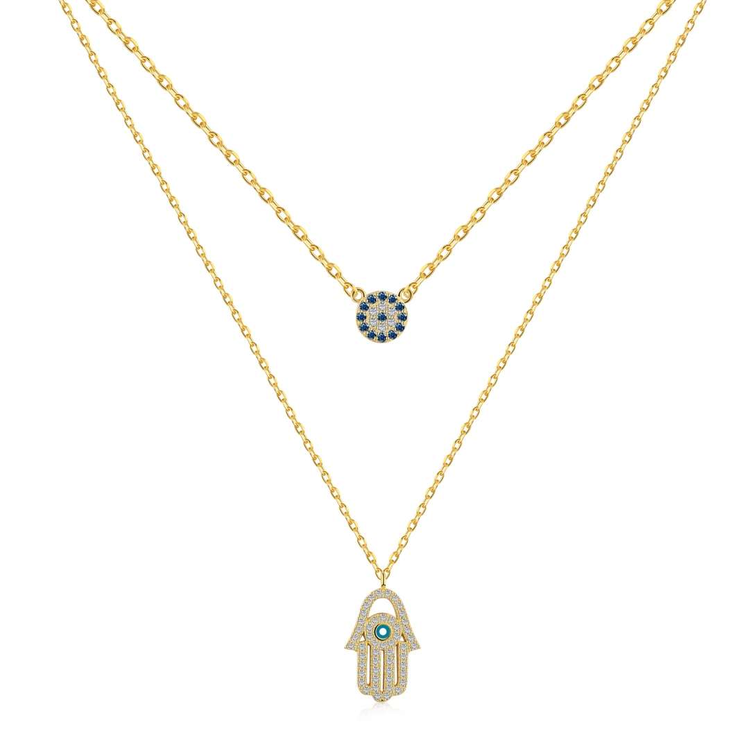 [Polaidi Jewelry]Demon Eye Hamsa Palm Necklace
