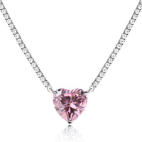 [Perlaura Jewelry ]8.0 Carat Versatile Colorful Sweet Heart-Shaped Tennis Necklace
