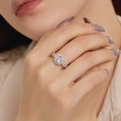 [Polaidi Jewelry]Delicate Colorful Round Cut Flower Shape Wedding Ring