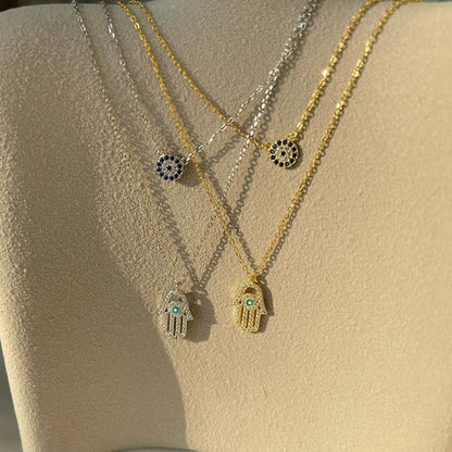 [Polaidi Jewelry]Demon Eye Hamsa Palm Necklace