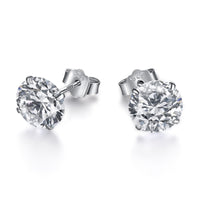 [Perlaura Jewelry ]Stylish Shiny Round Center Stone Stud Earrings